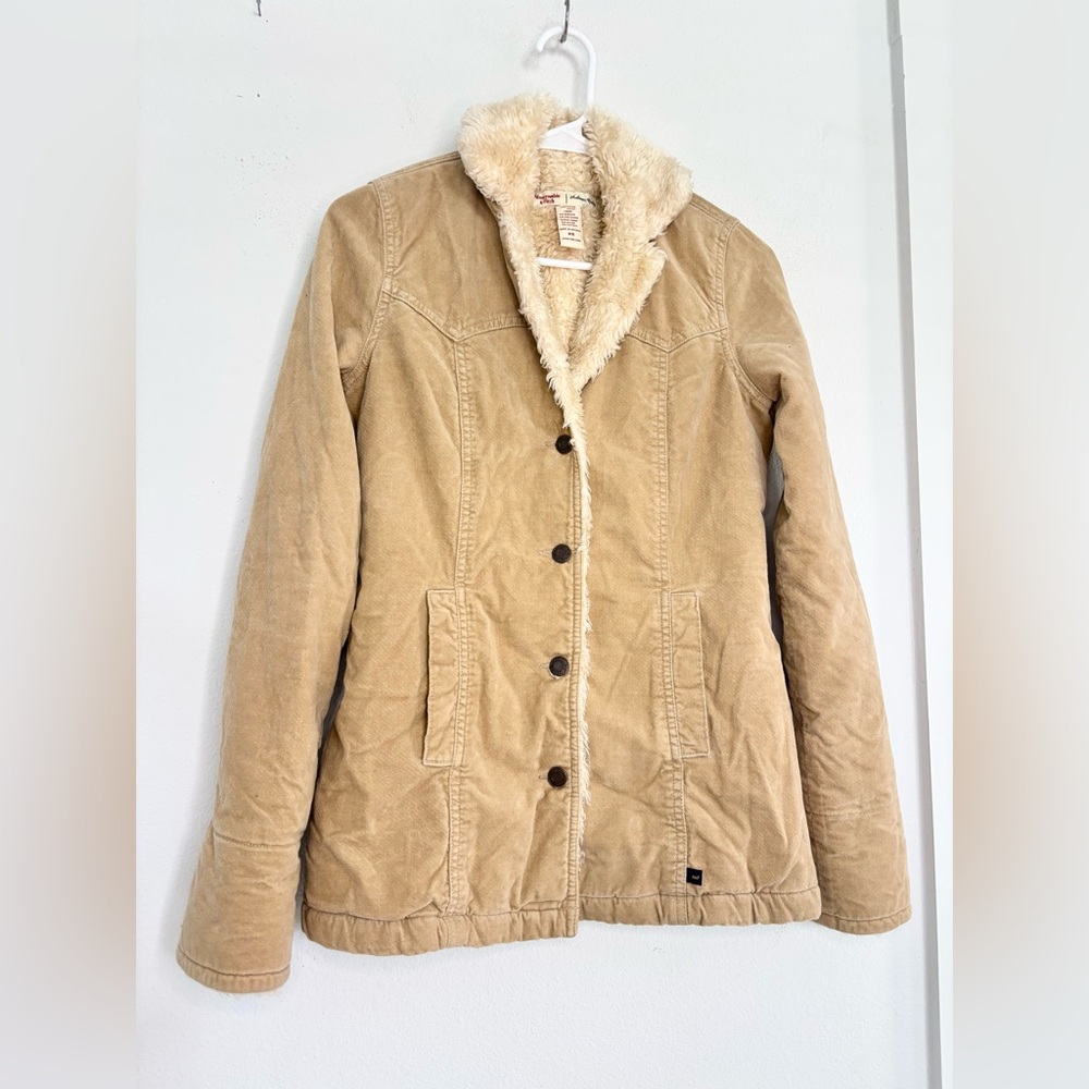 ABERCROMBIE & FITCH VINTAGE BUTTON FRONT FAUX FUR LINED Y2K COAT SZ XS
